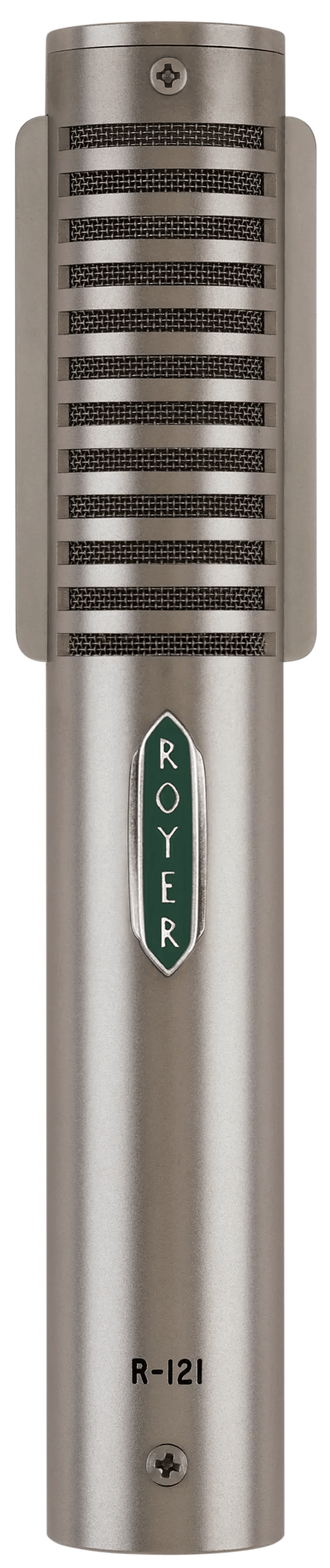 Close-up of the Royer R-121 studio ribbon microphone