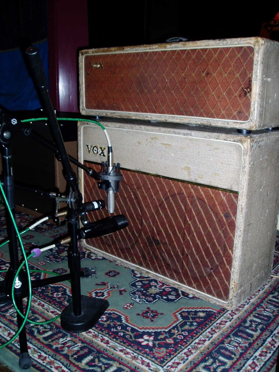 R-121, SM57 and 421 on a Vox amp at a Melissa Etheridge session