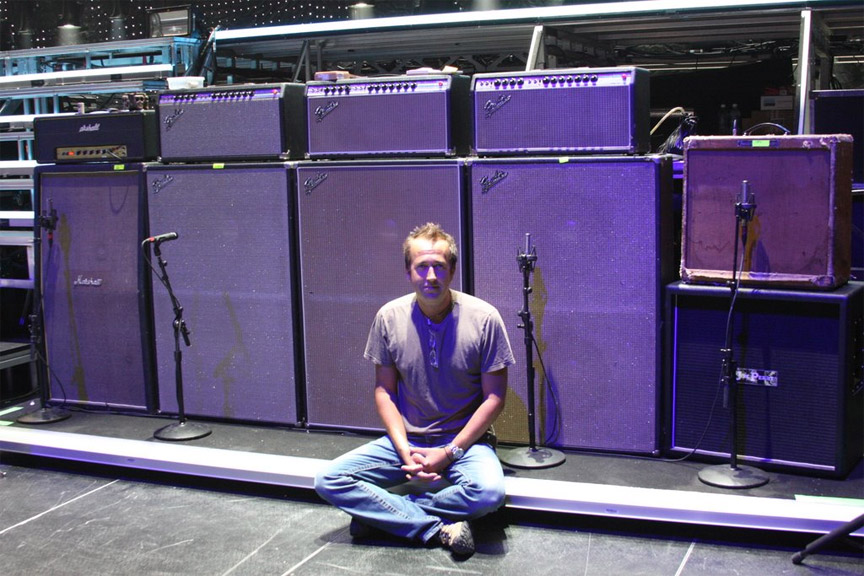 FOH engineer Jim Ebdon with Joe Perry’s live guitar cabinets