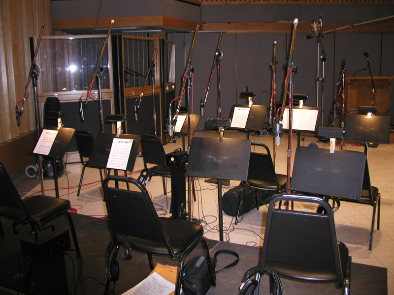 Big band brass section setup with four R-121s on trumpets and four R-121s on trombones